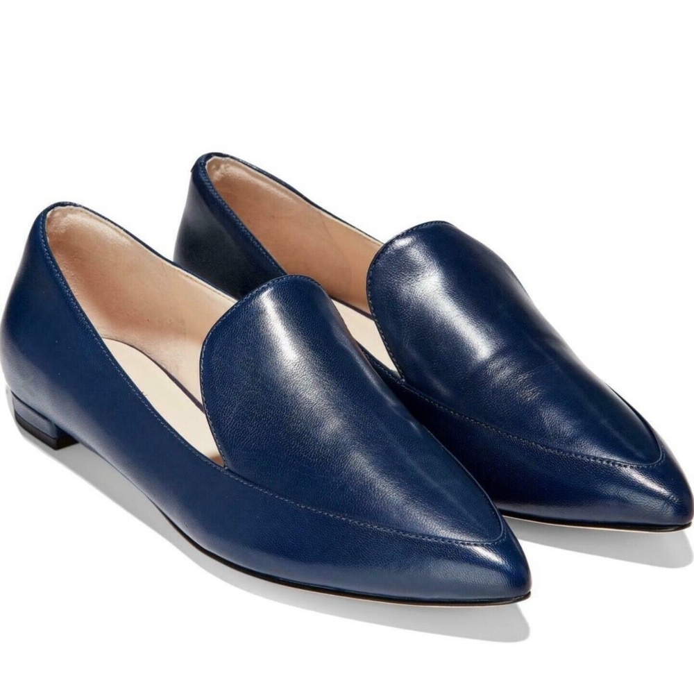 Cole Haan Brie Navy Blue Leather Loafers Ballets